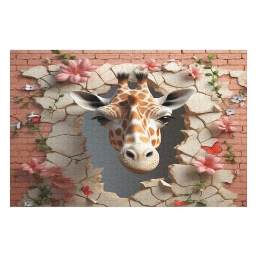 Cute Giraffe Holzpuzzle Erwachsene - 1000 Teiliges Jigsaw Knobelspiel - Puzzle Für Erwachsene & Kinder - Outdoor & Reisespielzeug - Geduldspiel （75×50cm） von AAPZY