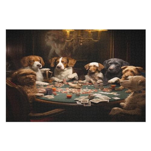 Cute Hund,1000 Teile,Holzpuzzle,einzigartiges Puzzle,kreatives Puzzle,Geschenk Für Erwachsene,Familienspiel,Herausforderungsaktivität,（75×50cm） von AAPZY