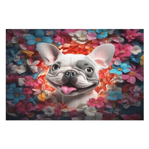 Cute Hund Puzzle 1000 Teile, Holzpuzzle Für Erwachsene, Impossible Puzzle, Geschicklichkeitsspiel Für Die Ganze Familie, Puzzle Farbenfrohes Legespiel Kinder Puzzles （75×50cm） von AAPZY