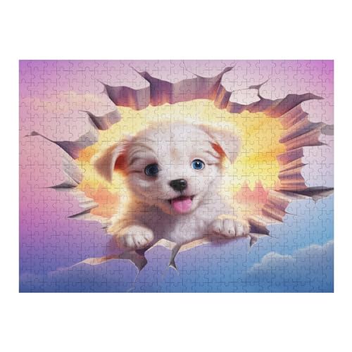 Cute Hund Puzzles 500 Teile Erwachsener Kniffel Spaß Für Die Ganze Familie - 500 Puzzleteilige Motive, Holzpuzzle Kinder Erwachsene, Impossible Puzzle Schwer （52×38cm） von AAPZY