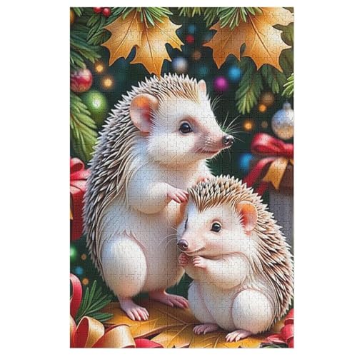 Cute Igel -Puzzle, 1000 Teile,Holzpuzzle Für Erwachsene Kinder, Lustiges Spielzeug, Denkspiel, Spielzeug, Bildungsspiel, Herausforderung, Pädagogisch, 78×53cm von AAPZY