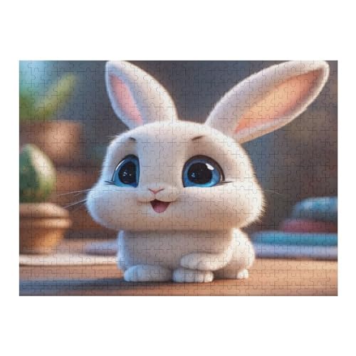 Cute Kaninchen 500 Teile Puzzle Für Erwachsene, Herausforderung Puzzles - Familienpuzzle Verringerter Druck Schwieriges Puzzle Rahmen Holzpuzzle Für Erwachsene Kinder 12+ （52×38cm） von AAPZY