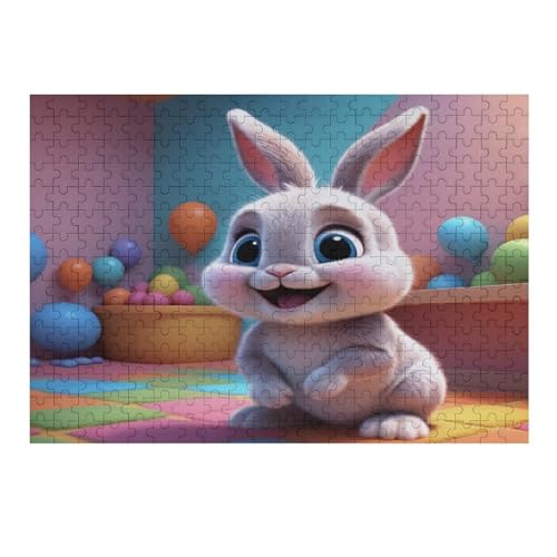 Cute Kaninchen Holzpuzzle 300 Teile, Knobelspiele Für Erwachsene, Teenager, Puzzles Unmögliche - Kinder Puzzle Zimmer Deko （40×28cm） von AAPZY