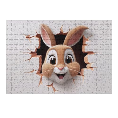 Cute Kaninchen Holzpuzzle Erwachsene - 300 Teiliges Jigsaw Knobelspiel - Puzzle Für Erwachsene & Kinder - Outdoor & Reisespielzeug - Geduldspiel （40×28cm） von AAPZY