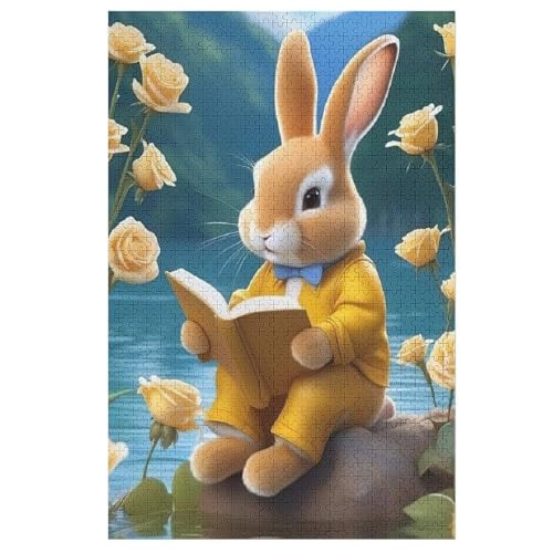 Cute Kaninchen -Puzzle, 1000 Teile,Holzpuzzle Für Erwachsene Kinder, Lustiges Spielzeug, Denkspiel, Spielzeug, Bildungsspiel, Herausforderung, Pädagogisch, 78×53cm von AAPZY