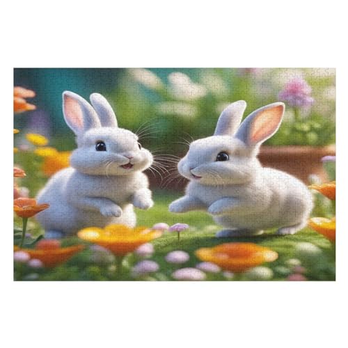 Cute Kaninchen Puzzle 1000 Teile,Puzzles Für Erwachsene, Impossible Puzzle, Geschicklichkeitsspiel Für Die Ganze Familie, Puzzle Kinder,Holzpuzzle-Geschenk,Raumdekoration, （75×50cm） von AAPZY