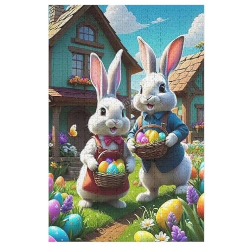 Cute Kaninchen Puzzle Für Erwachsene,1000-teiliges Puzzle,Puzzle Für Erwachsene Und Kinder,Holzpuzzle,Lernspielzeug, 78×53cm von AAPZY