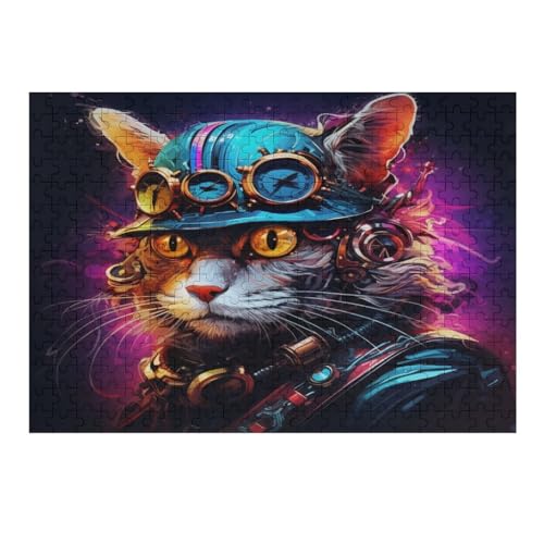 Cute Katze,300 Teile,Holzpuzzle,einzigartiges Puzzle,kreatives Puzzle,Geschenk Für Erwachsene,Familienspiel,Herausforderungsaktivität,（40×28cm） von AAPZY