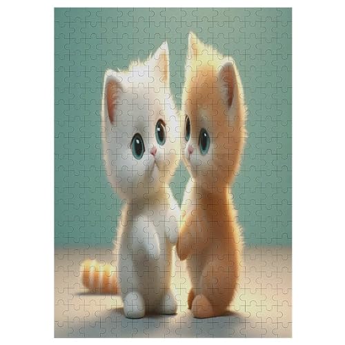 Cute Katze 300 Teile Puzzle Für Erwachsene, Herausforderung Puzzles - Familienpuzzle Verringerter Druck Schwieriges Puzzle Rahmen Holzpuzzle Für Erwachsene Kinder 12+ （42×30cm） von AAPZY