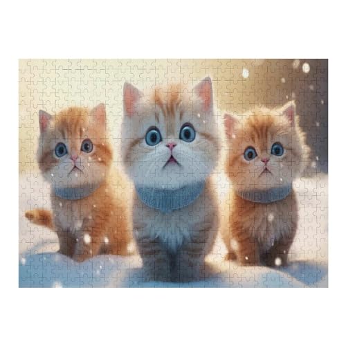 Cute Katze 500 Teile Puzzle Für Erwachsene, Herausforderung Puzzles - Familienpuzzle Verringerter Druck Schwieriges Puzzle Rahmen Holzpuzzle Für Erwachsene Kinder 12+ （52×38cm） von AAPZY