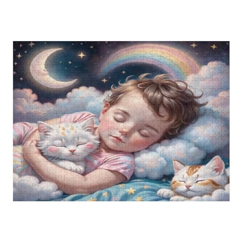 Cute Katze 500 Teile Puzzle Für Erwachsene, Herausforderung Puzzles - Familienpuzzle Verringerter Druck Schwieriges Puzzle Rahmen Holzpuzzle Für Erwachsene Kinder 12+ （52×38cm） von AAPZY