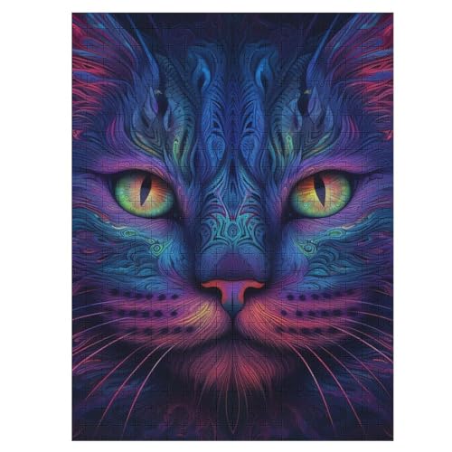 Cute Katze 500 Teile Puzzle Für Erwachsene, Herausforderung Puzzles - Familienpuzzle Verringerter Druck Schwieriges Puzzle Rahmen Holzpuzzle Für Erwachsene Kinder 12+ （55×41cm） von AAPZY