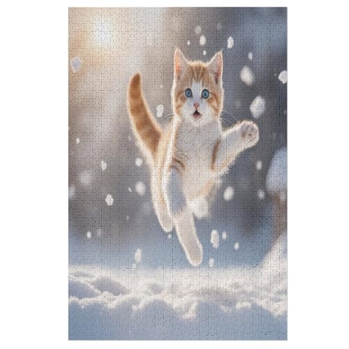 Cute Katze Holzpuzzle Erwachsene - 1000 Teiliges Jigsaw Knobelspiel - Puzzle Für Erwachsene & Kinder - Outdoor & Reisespielzeug - Geduldspiel （78×53cm） von AAPZY