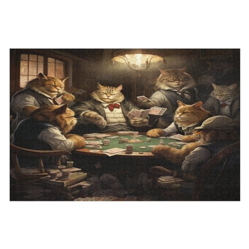 Cute Katze -Puzzle, 1000 Teile,Holzpuzzle Für Erwachsene Kinder, Lustiges Spielzeug, Denkspiel, Spielzeug, Bildungsspiel, Herausforderung, Pädagogisch, （75×50cm） von AAPZY