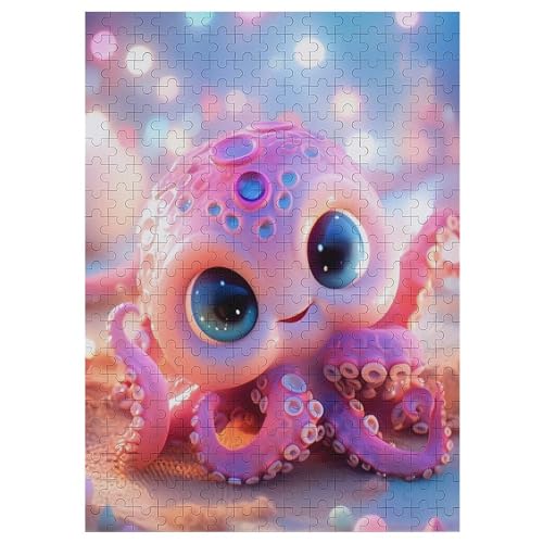 Cute Krake Holzpuzzle 300 Teile, Knobelspiele Für Erwachsene, Teenager, Puzzles Unmögliche - Kinder Puzzle Zimmer Deko 42×30cm von AAPZY