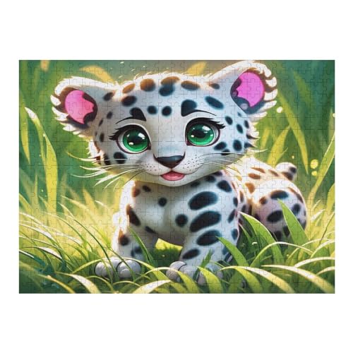 Cute Leopard 500 Teile Puzzles Für Erwachsene Holzpuzzle Familienpuzzlespiel Stressabbau-Puzzle Für Erwachsene Kinder Ab 12 Jahren （52×38cm） von AAPZY