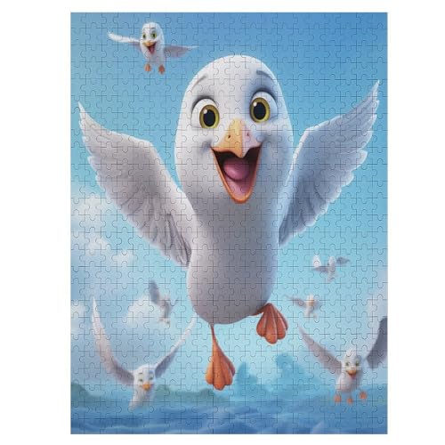 Cute Möwe -Puzzle, 500 Teile,Holzpuzzle Für Erwachsene Kinder, Lustiges Spielzeug, Denkspiel, Spielzeug, Bildungsspiel, Herausforderung, Pädagogisch, （55×41cm） von AAPZY