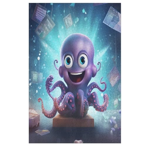 Cute Oktopus -Puzzle, 1000 Teile,Holzpuzzle Für Erwachsene Kinder, Lustiges Spielzeug, Denkspiel, Spielzeug, Bildungsspiel, Herausforderung, Pädagogisch, 78×53cm von AAPZY