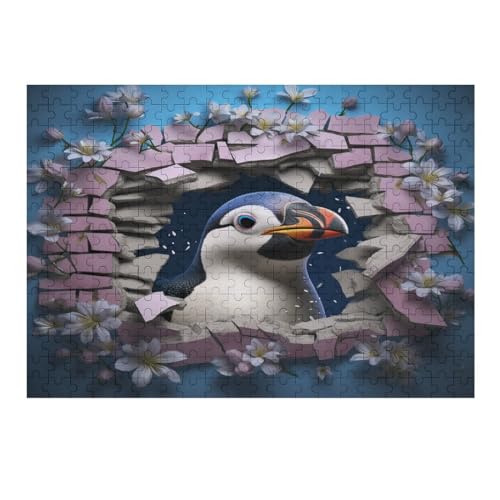 Cute Pinguin Holzpuzzle 300 Teile, Knobelspiele Für Erwachsene, Teenager, Puzzles Unmögliche - Kinder Puzzle Zimmer Deko （40×28cm） von AAPZY