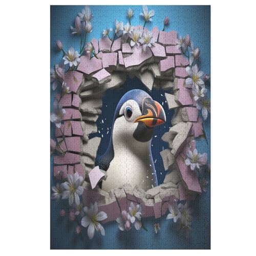 Cute Pinguin Holzpuzzle Erwachsene - 1000 Teiliges Jigsaw Knobelspiel - Puzzle Für Erwachsene & Kinder - Outdoor & Reisespielzeug - Geduldspiel 78×53cm von AAPZY