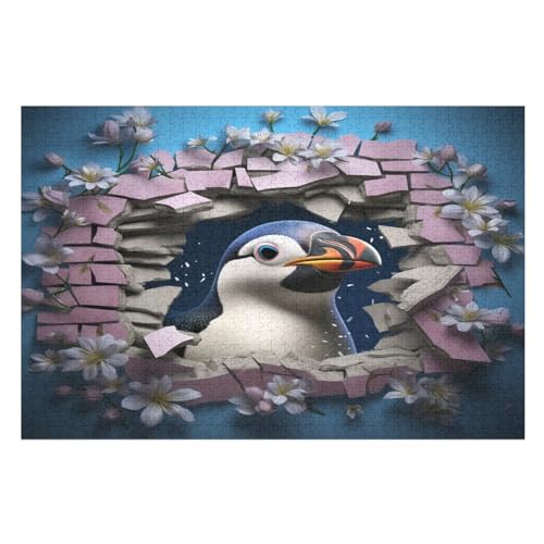 Cute Pinguin – Puzzle 1000 Teile, Holzpuzzle, Herausforderndes Geschicklichkeitsspiel Für Die Ganze Familie, Kinder Erwachsenenpuzzle Ab 12 Jahren （75×50cm） von AAPZY