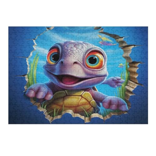 Cute Schildkröte 300 Teile Premium-Puzzles Für Erwachsene Kinder- Holzpuzzles Spaß Und Lernspiele - Perfekte Puzzle-Geschenke （40×28cm） von AAPZY