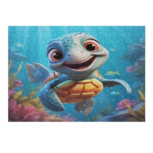 Cute Schildkröte Holzpuzzle 300 Teile,Puzzles Für Erwachsene, Impossible Puzzle, Geschicklichkeitsspiel Für Die Ganze Familie,Home Dekoration Puzzle, Puzzle Kinder Legespiel （40×28cm） von AAPZY