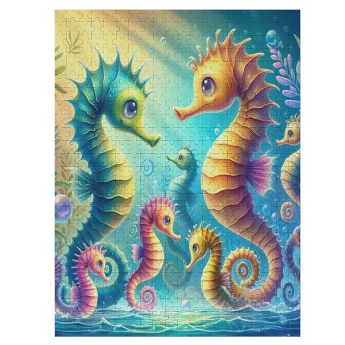 Cute SeaPferd – Puzzle 500 Teile, Holzpuzzle, Herausforderndes Geschicklichkeitsspiel Für Die Ganze Familie, Kinder Erwachsenenpuzzle Ab 12 Jahren （55×41cm） von AAPZY