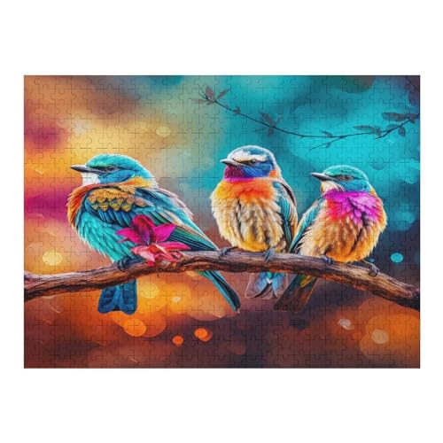 Cute Vogel Puzzle 500 Teile,Puzzles Für Erwachsene, Impossible Puzzle, Geschicklichkeitsspiel Für Die Ganze Familie, Puzzle Kinder,Holzpuzzle-Geschenk,Raumdekoration, （52×38cm） von AAPZY