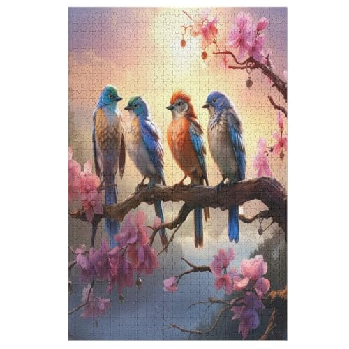 Cute Vogel Puzzles 1000 Teile Erwachsener Kniffel Spaß Für Die Ganze Familie - 1000 Puzzleteilige Motive, Holzpuzzle Kinder Erwachsene, Impossible Puzzle Schwer （78×53cm） von AAPZY