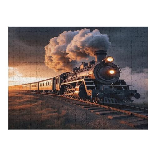 Dampfzug 500 Teile Puzzle Für Erwachsene, Herausforderung Puzzles - Familienpuzzle Verringerter Druck Schwieriges Puzzle Rahmen Holzpuzzle Für Erwachsene Kinder 12+ （52×38cm） von AAPZY