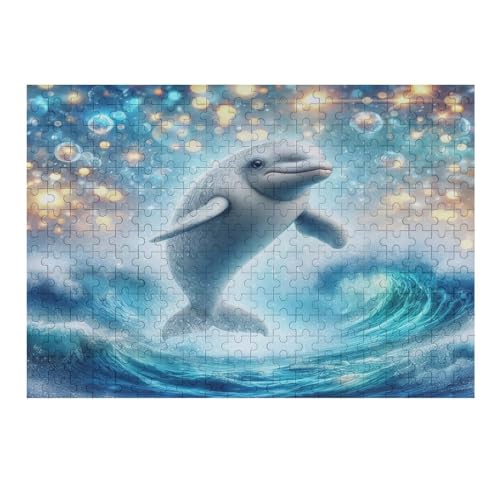 Delfin 300 Teile Puzzle Für Erwachsene, Herausforderung Puzzles - Familienpuzzle Verringerter Druck Schwieriges Puzzle Rahmen Holzpuzzle Für Erwachsene Kinder 12+ （40×28cm） von AAPZY