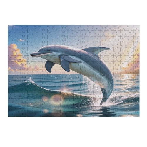 Delfin 300 Teile Puzzle Für Erwachsene, Herausforderung Puzzles - Familienpuzzle Verringerter Druck Schwieriges Puzzle Rahmen Holzpuzzle Für Erwachsene Kinder 12+ （40×28cm） von AAPZY