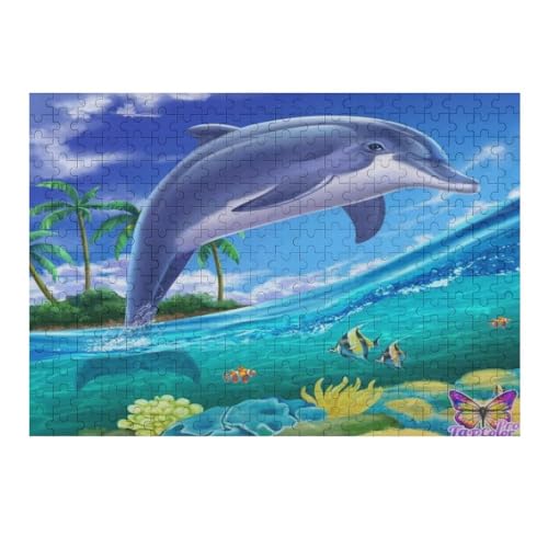 Delfin Holzpuzzle 300 Teile, Knobelspiele Für Erwachsene, Teenager, Puzzles Unmögliche - Kinder Puzzle Zimmer Deko （40×28cm） von AAPZY