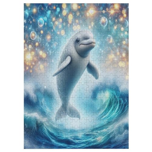 Delfin Holzpuzzle 300 Teile Klassische Puzzles Erwachsene Kinder Puzzle DIY Kit Holzspielzeug Einzigartiges Geschenk Moderne Wohnkultur 42×30cm von AAPZY