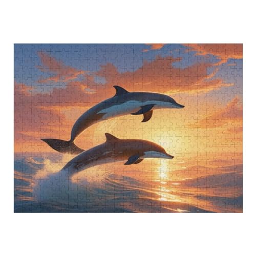 Delfin Holzpuzzle 500 Teile, Knobelspiele Für Erwachsene, Teenager, Puzzles Unmögliche - Kinder Puzzle Zimmer Deko （52×38cm） von AAPZY