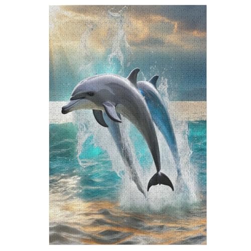 Delfin Holzpuzzle Erwachsene - 1000 Teiliges Jigsaw Knobelspiel - Puzzle Für Erwachsene & Kinder - Outdoor & Reisespielzeug - Geduldspiel 78×53cm von AAPZY