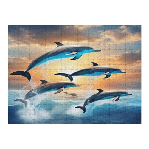 Delfin -Puzzle, 500 Teile,Holzpuzzle Für Erwachsene Kinder, Lustiges Spielzeug, Denkspiel, Spielzeug, Bildungsspiel, Herausforderung, Pädagogisch, （52×38cm） von AAPZY