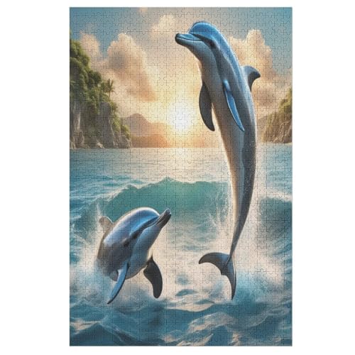 Delfin – Puzzle 1000 Teile, Holzpuzzle, Herausforderndes Geschicklichkeitsspiel Für Die Ganze Familie, Kinder Erwachsenenpuzzle Ab 12 Jahren （78×53cm） von AAPZY