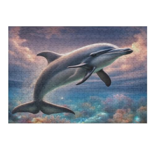 Delfin Puzzle 300 Teile,Puzzles Für Erwachsene, Impossible Puzzle, Geschicklichkeitsspiel Für Die Ganze Familie, Puzzle Kinder,Holzpuzzle-Geschenk,Raumdekoration, （40×28cm） von AAPZY