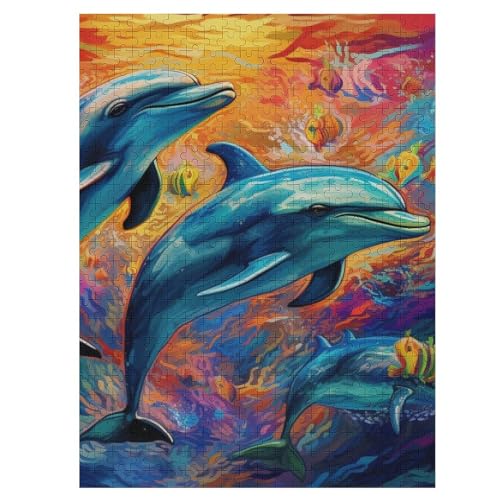 Delfin – Puzzle 500 Teile, Holzpuzzle, Herausforderndes Geschicklichkeitsspiel Für Die Ganze Familie, Kinder Erwachsenenpuzzle Ab 12 Jahren （55×41cm） von AAPZY