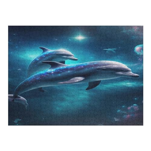 Delfin Puzzle 500 Teile, Holzpuzzle Für Erwachsene, Impossible Puzzle, Geschicklichkeitsspiel Für Die Ganze Familie, Puzzle Farbenfrohes Legespiel Kinder Puzzles （52×38cm） von AAPZY