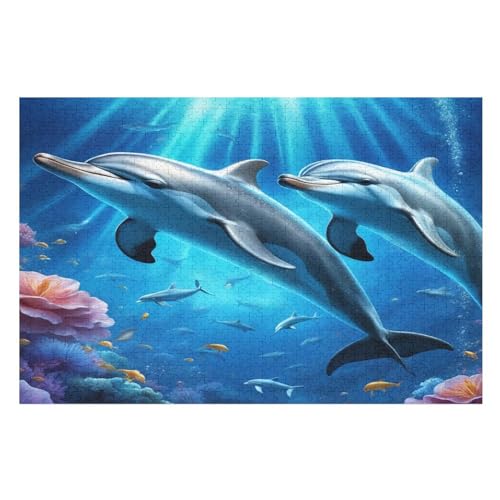 Delfin Puzzles 1000 Teile Erwachsener Kniffel Spaß Für Die Ganze Familie - 1000 Puzzleteilige Motive, Holzpuzzle Kinder Erwachsene, Impossible Puzzle Schwer （75×50cm） von AAPZY