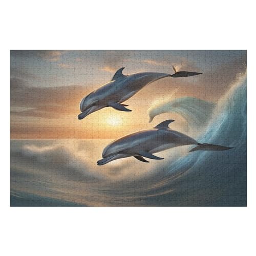 Delfin Puzzles 1000 Teile Erwachsener Kniffel Spaß Für Die Ganze Familie - 1000 Puzzleteilige Motive, Holzpuzzle Kinder Erwachsene, Impossible Puzzle Schwer （75×50cm） von AAPZY