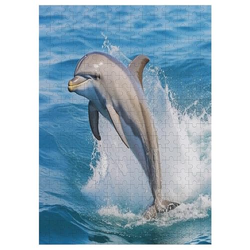 Delfin Puzzles 300 Teile Für Jugendliche Kreatives Holzpuzzlespielzeug Familienspiel Schwierigkeitsgrad Herausforderungspuzzles 42×30cm von AAPZY