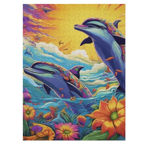 Delfin Puzzles 500 Teile Erwachsener Kniffel Spaß Für Die Ganze Familie - 500 Puzzleteilige Motive, Holzpuzzle Kinder Erwachsene, Impossible Puzzle Schwer （55×41cm） von AAPZY