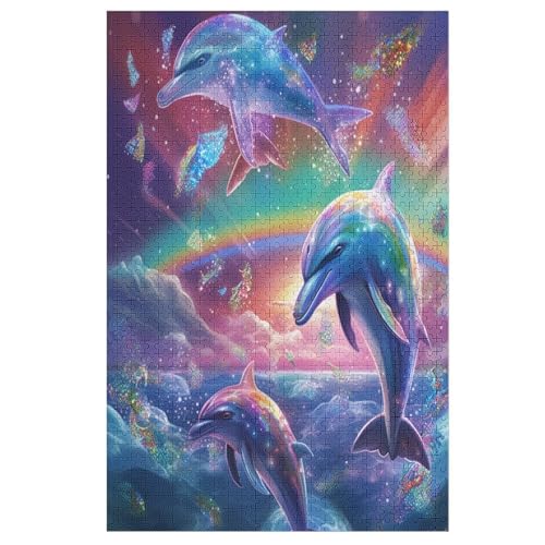 Delphin 1000 Teile Premium-Puzzles Für Erwachsene Kinder- Holzpuzzles Spaß Und Lernspiele - Perfekte Puzzle-Geschenke 78×53cm von AAPZY