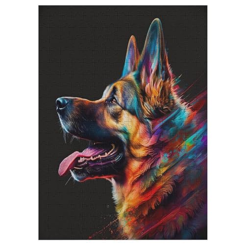 Deutscher Schäferhund 300 Teile Puzzle Für Erwachsene, Herausforderung Puzzles - Familienpuzzle Verringerter Druck Schwieriges Puzzle Rahmen Holzpuzzle Für Erwachsene Kinder 12+ 42×30cm von AAPZY