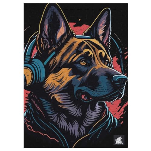 Deutscher Schäferhund Puzzle 300 Teile, Holzpuzzle Für Erwachsene, Impossible Puzzle, Geschicklichkeitsspiel Für Die Ganze Familie, Puzzle Farbenfrohes Legespiel Kinder Puzzles 42×30cm von AAPZY