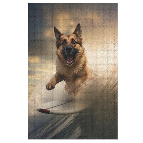 Deutscher Schäferhund Puzzle Für Erwachsene 1000 Teile Premium 100% Recyceltes Brett Zum Lernen, Lernspielzeug, Familienspiele Kinder Holzpuzzle 78×53cm von AAPZY